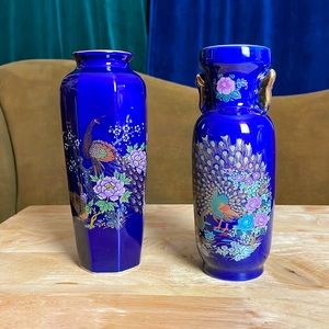 VTG Made in Japan set of 2 hand painted porcelain vase